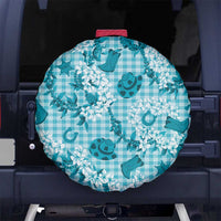 Mokihana Maile Ilima Leis Paniolo Palaka Spare Tire Cover Hawaiian Polu Opa Spirit LT9 No hole Turquoise - Polynesian Pride