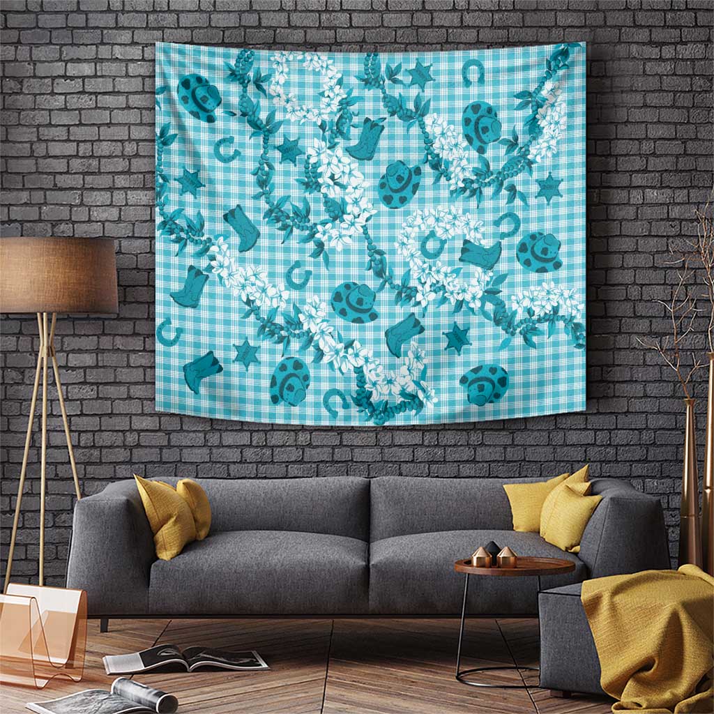 Mokihana Maile Ilima Leis Paniolo Palaka Tapestry Hawaiian Polu Opa Spirit LT9 Turquoise - Polynesian Pride