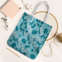 Mokihana Maile Ilima Leis Paniolo Palaka Tote Bag Hawaiian Polu Opa Spirit LT9 White Strap One Size Turquoise - Polynesian Pride