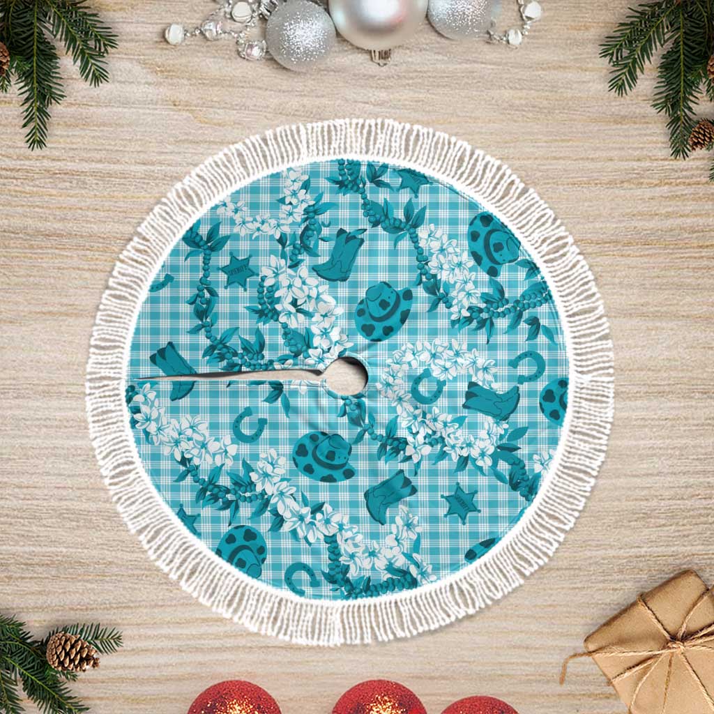 Mokihana Maile Ilima Leis Paniolo Palaka Tree Skirt Hawaiian Polu Opa Spirit LT9 Fringed Turquoise - Polynesian Pride