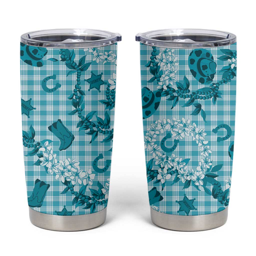 Mokihana Maile Ilima Leis Paniolo Palaka Tumbler Cup Hawaiian Polu Opa Spirit LT9 Turquoise - Polynesian Pride