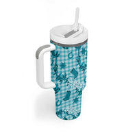 Mokihana Maile Ilima Leis Paniolo Palaka Tumbler With Handle Hawaiian Polu Opa Spirit LT9 - Polynesian Pride