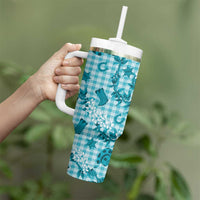 Mokihana Maile Ilima Leis Paniolo Palaka Tumbler With Handle Hawaiian Polu Opa Spirit LT9 - Polynesian Pride