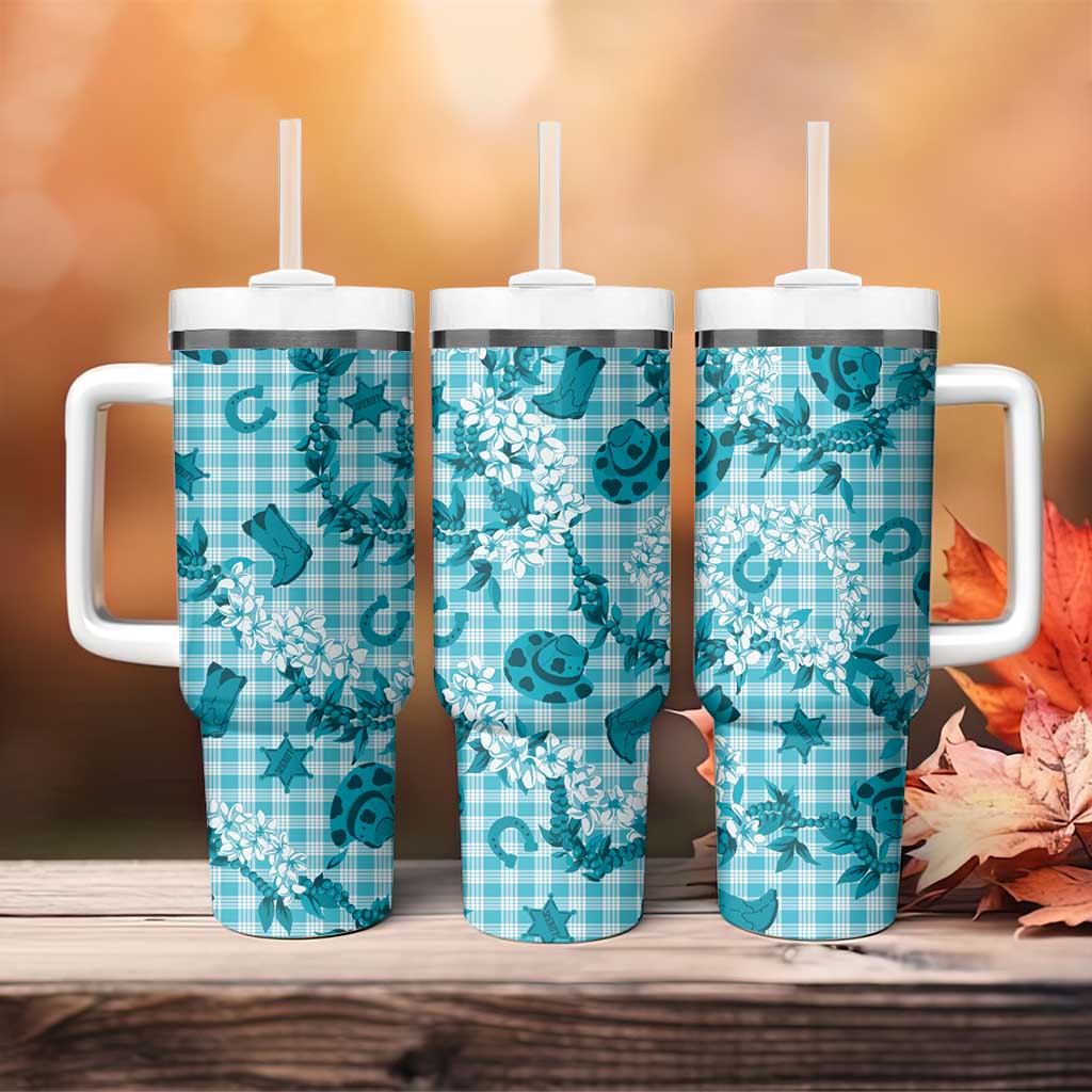 Mokihana Maile Ilima Leis Paniolo Palaka Tumbler With Handle Hawaiian Polu Opa Spirit LT9 - Polynesian Pride