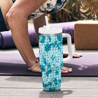 Mokihana Maile Ilima Leis Paniolo Palaka Tumbler With Handle Hawaiian Polu Opa Spirit LT9 - Polynesian Pride