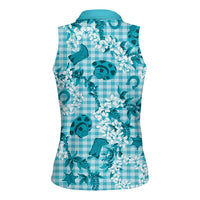 Mokihana Maile Ilima Leis Paniolo Palaka Women Sleeveless Polo Shirt Hawaiian Polu Opa Spirit LT9 - Polynesian Pride