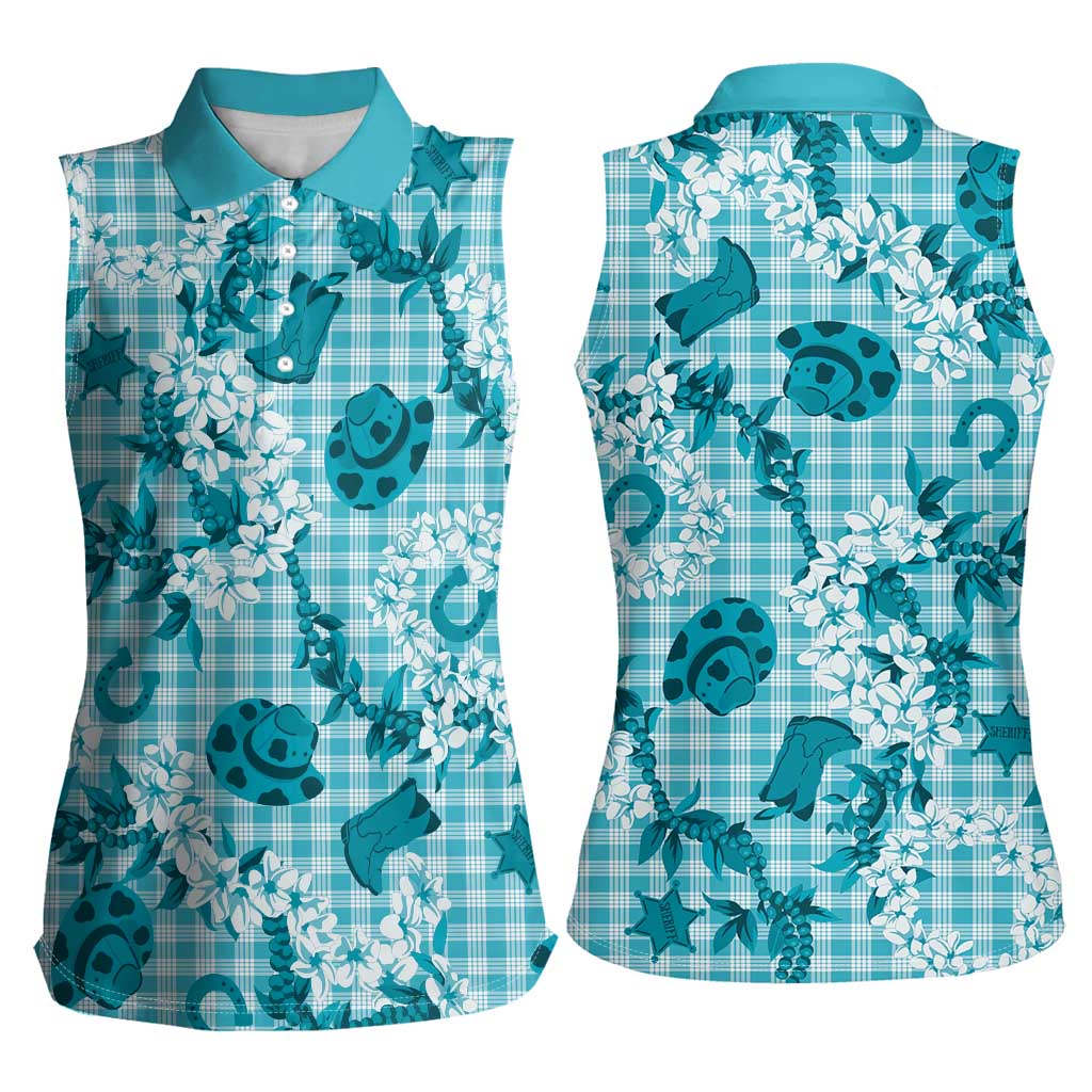 Mokihana Maile Ilima Leis Paniolo Palaka Women Sleeveless Polo Shirt Hawaiian Polu Opa Spirit LT9 - Polynesian Pride