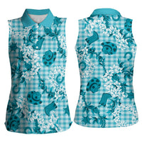 Mokihana Maile Ilima Leis Paniolo Palaka Women Sleeveless Polo Shirt Hawaiian Polu Opa Spirit LT9 - Polynesian Pride