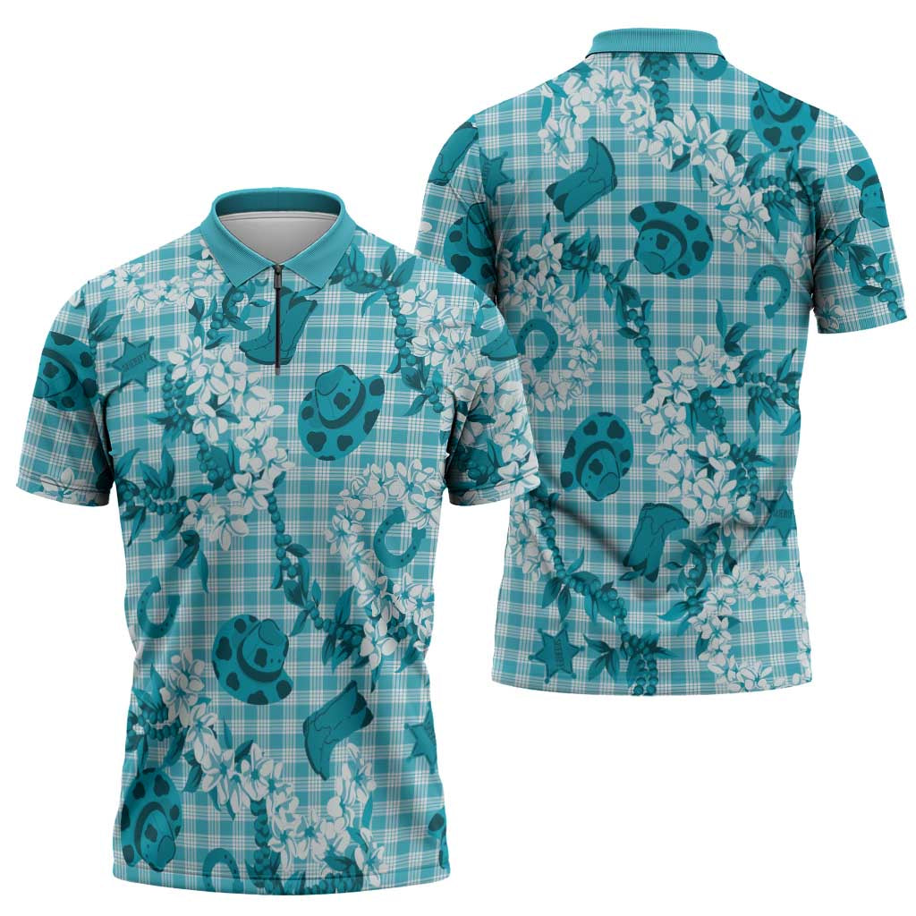 Mokihana Maile Ilima Leis Paniolo Palaka Zipper Polo Shirt Hawaiian Polu Opa Spirit LT9 - Polynesian Pride