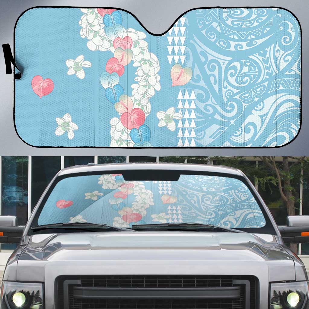 Blue Hawaii Anthurium Plumeria Lei Auto Sun Shade