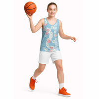 Blue Hawaii Anthurium Plumeria Lei Basketball Jersey LT9 - Polynesian Pride