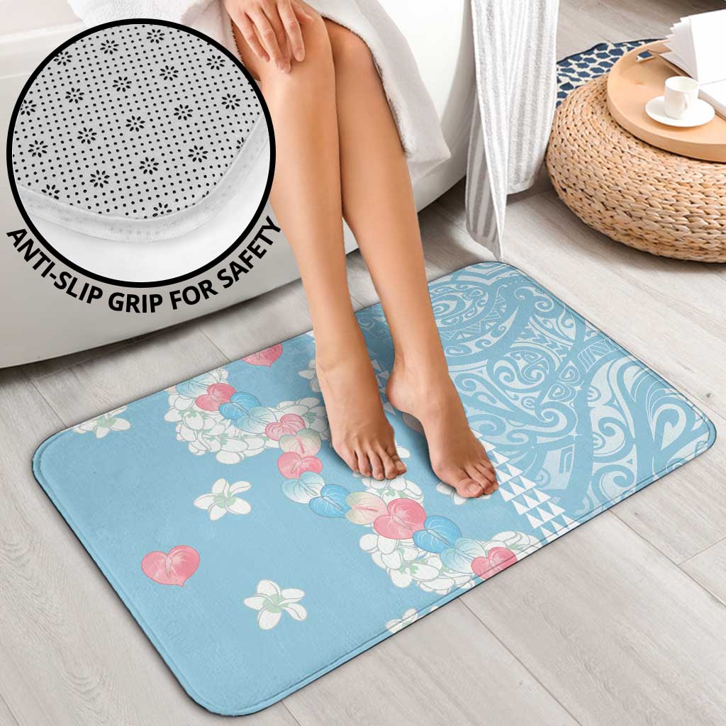 Blue Hawaii Anthurium Plumeria Lei Bathroom Set