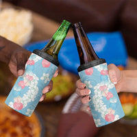 Blue Hawaii Anthurium Plumeria Lei 4 in 1 Can Cooler Tumbler