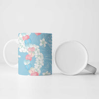 Blue Hawaii Anthurium Plumeria Lei Ceramic Mug