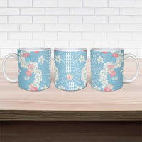 Blue Hawaii Anthurium Plumeria Lei Ceramic Mug