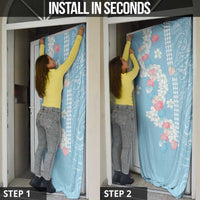 Blue Hawaii Anthurium Plumeria Lei Door Cover