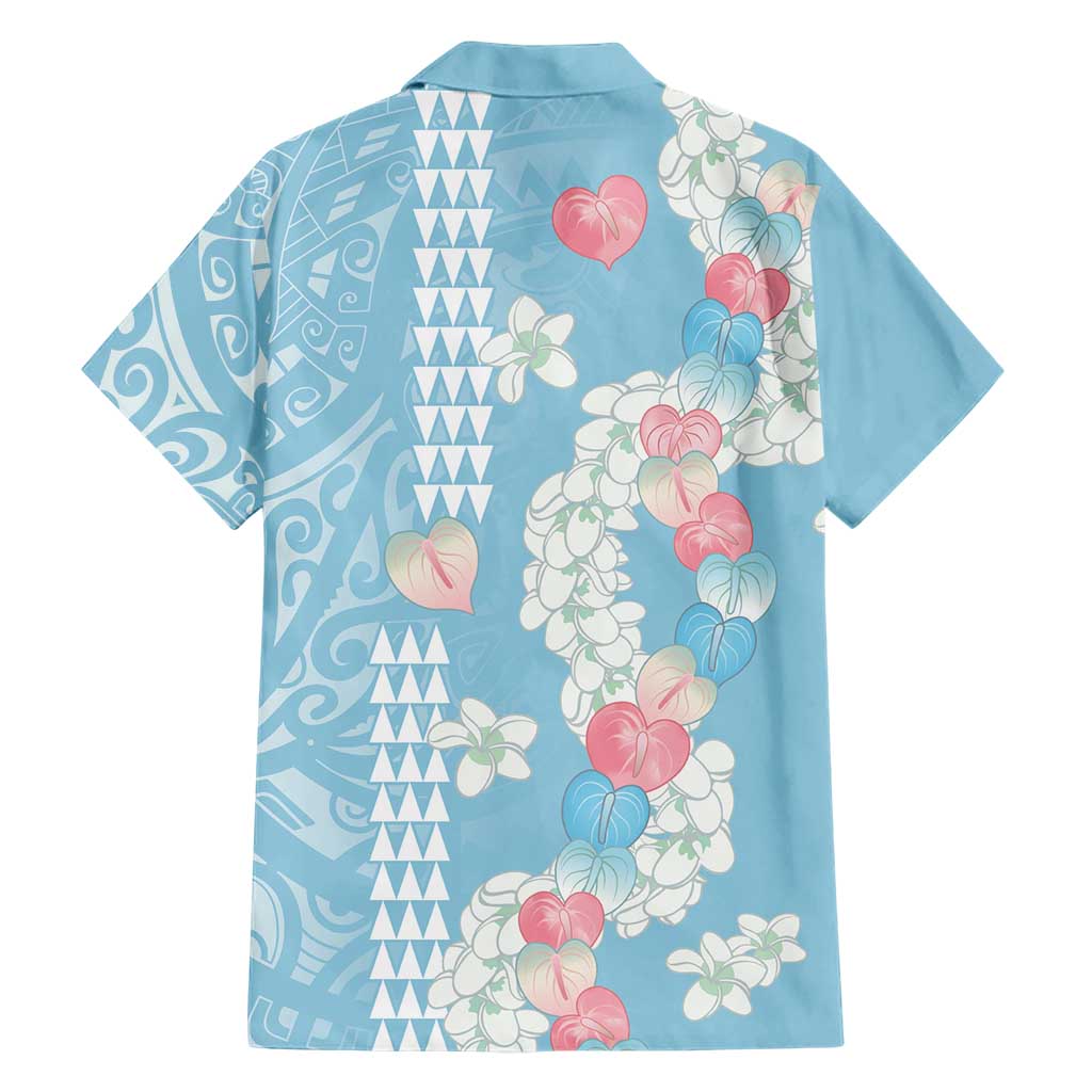 Blue Hawaii Anthurium Plumeria Lei Family Matching Off Shoulder Maxi Dress and Hawaiian Shirt LT9 - Polynesian Pride