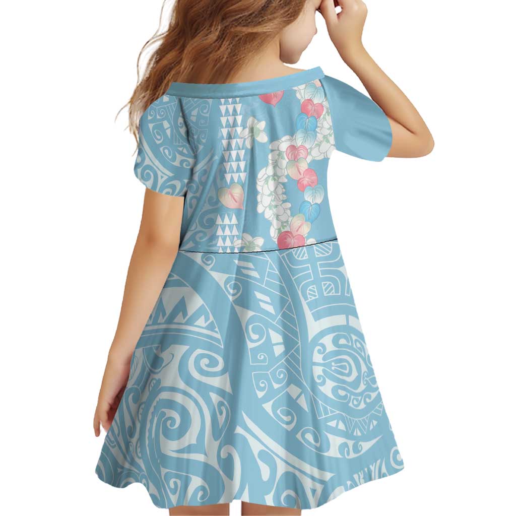 Blue Hawaii Anthurium Plumeria Lei Family Matching Off Shoulder Short Dress and Hawaiian Shirt LT9 - Polynesian Pride