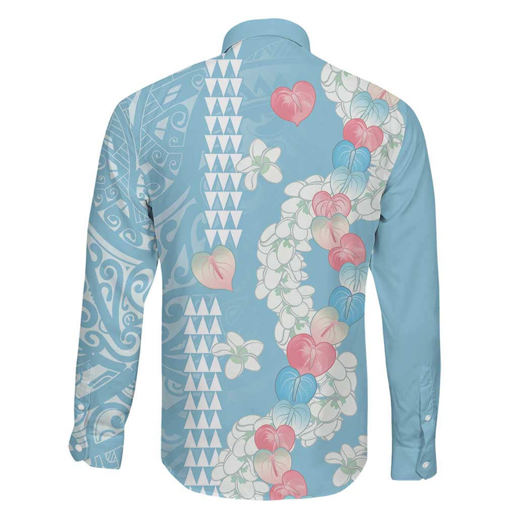 Blue Hawaii Anthurium Plumeria Lei Family Matching Puletasi and Hawaiian Shirt LT9 - Polynesian Pride