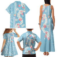 Blue Hawaii Anthurium Plumeria Lei Family Matching Tank Maxi Dress and Hawaiian Shirt LT9 - Polynesian Pride