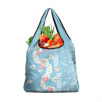Blue Hawaii Anthurium Plumeria Lei Grocery Bag