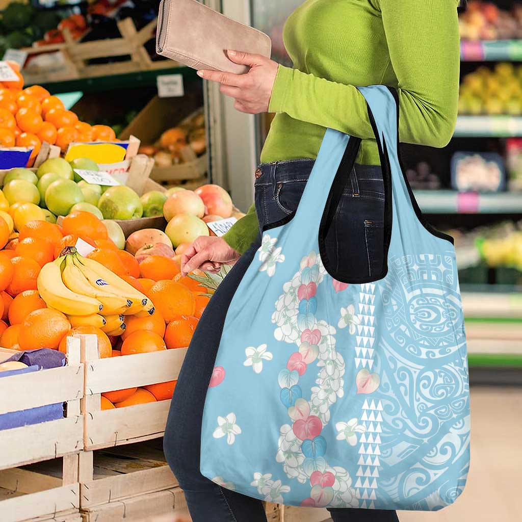 Blue Hawaii Anthurium Plumeria Lei Grocery Bag