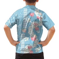 Blue Hawaii Anthurium Plumeria Lei Kid Hawaiian Shirt LT9 - Polynesian Pride