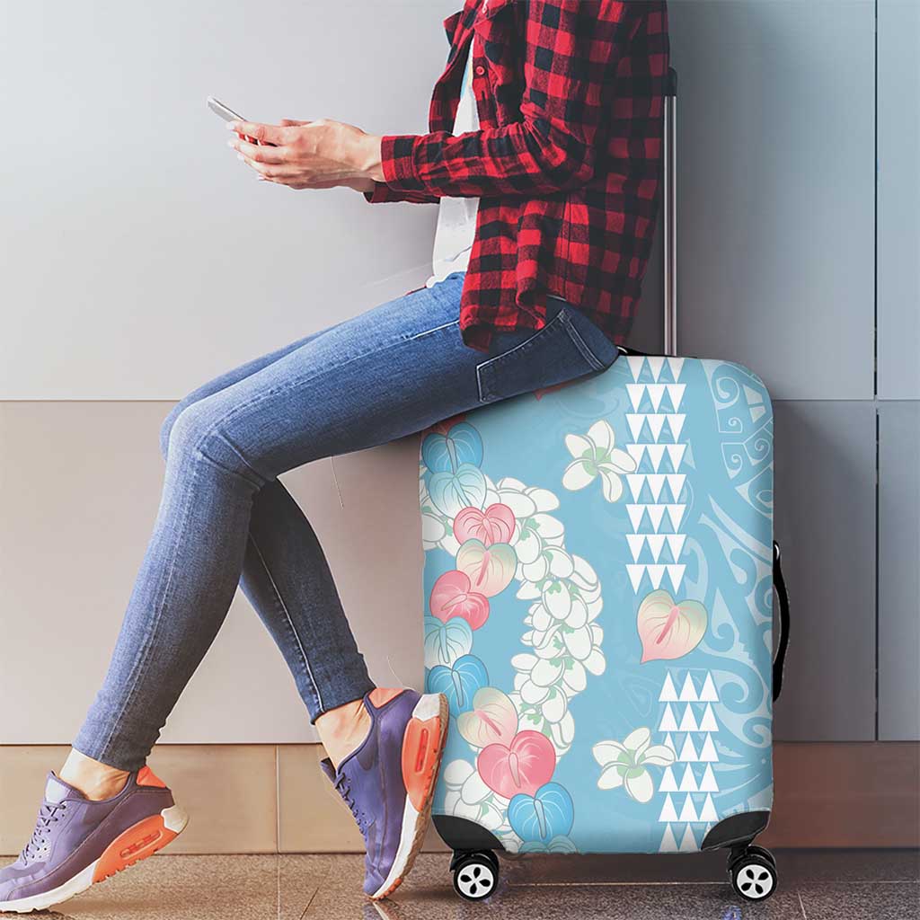 Blue Hawaii Anthurium Plumeria Lei Luggage Cover LT9 - Polynesian Pride