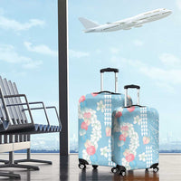 Blue Hawaii Anthurium Plumeria Lei Luggage Cover LT9 - Polynesian Pride