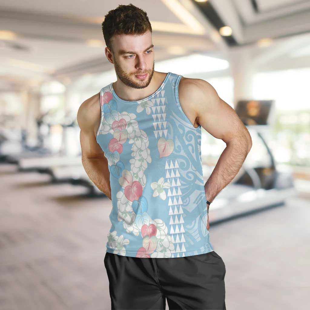 Blue Hawaii Anthurium Plumeria Lei Men Tank Top