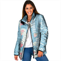 Blue Hawaii Anthurium Plumeria Lei Padded Jacket