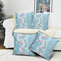 Blue Hawaii Anthurium Plumeria Lei Pillow Cover