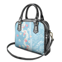 Blue Hawaii Anthurium Plumeria Lei Shoulder Handbag