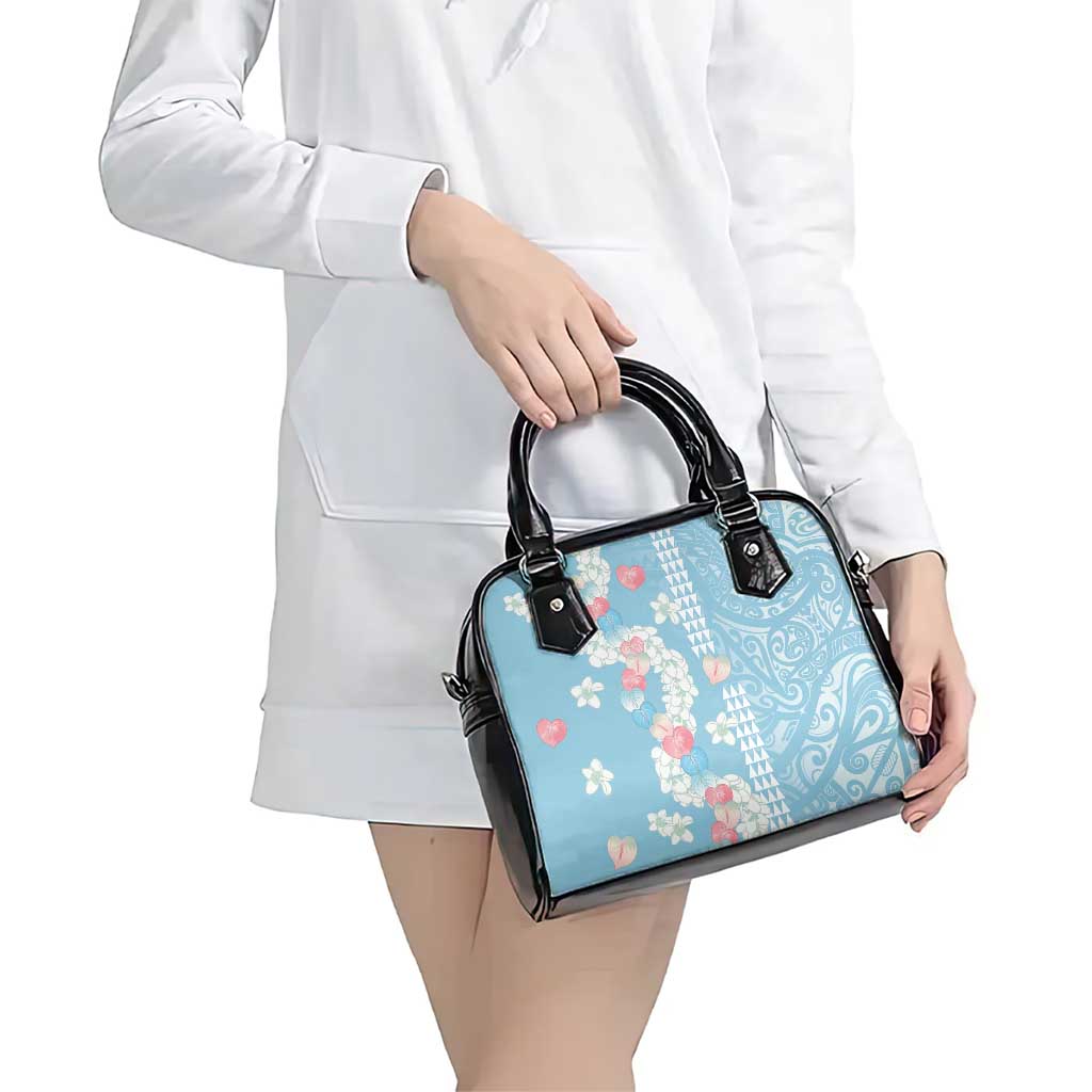 Blue Hawaii Anthurium Plumeria Lei Shoulder Handbag