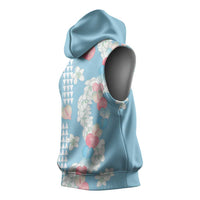Blue Hawaii Anthurium Plumeria Lei Sleeveless Hoodie