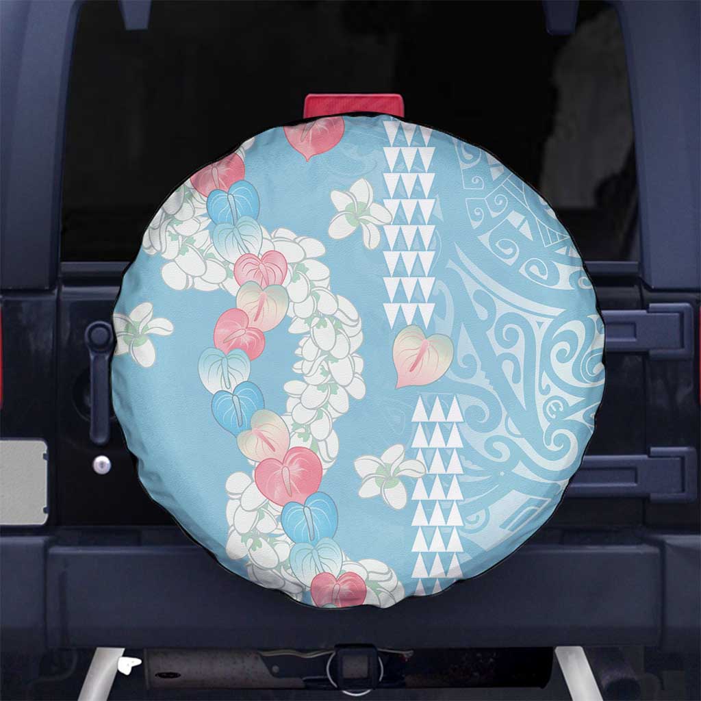 Blue Hawaii Anthurium Plumeria Lei Spare Tire Cover