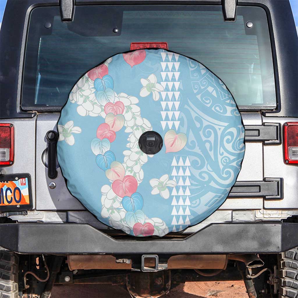 Blue Hawaii Anthurium Plumeria Lei Spare Tire Cover