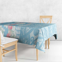 Blue Hawaii Anthurium Plumeria Lei Tablecloth