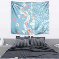 Blue Hawaii Anthurium Plumeria Lei Tapestry