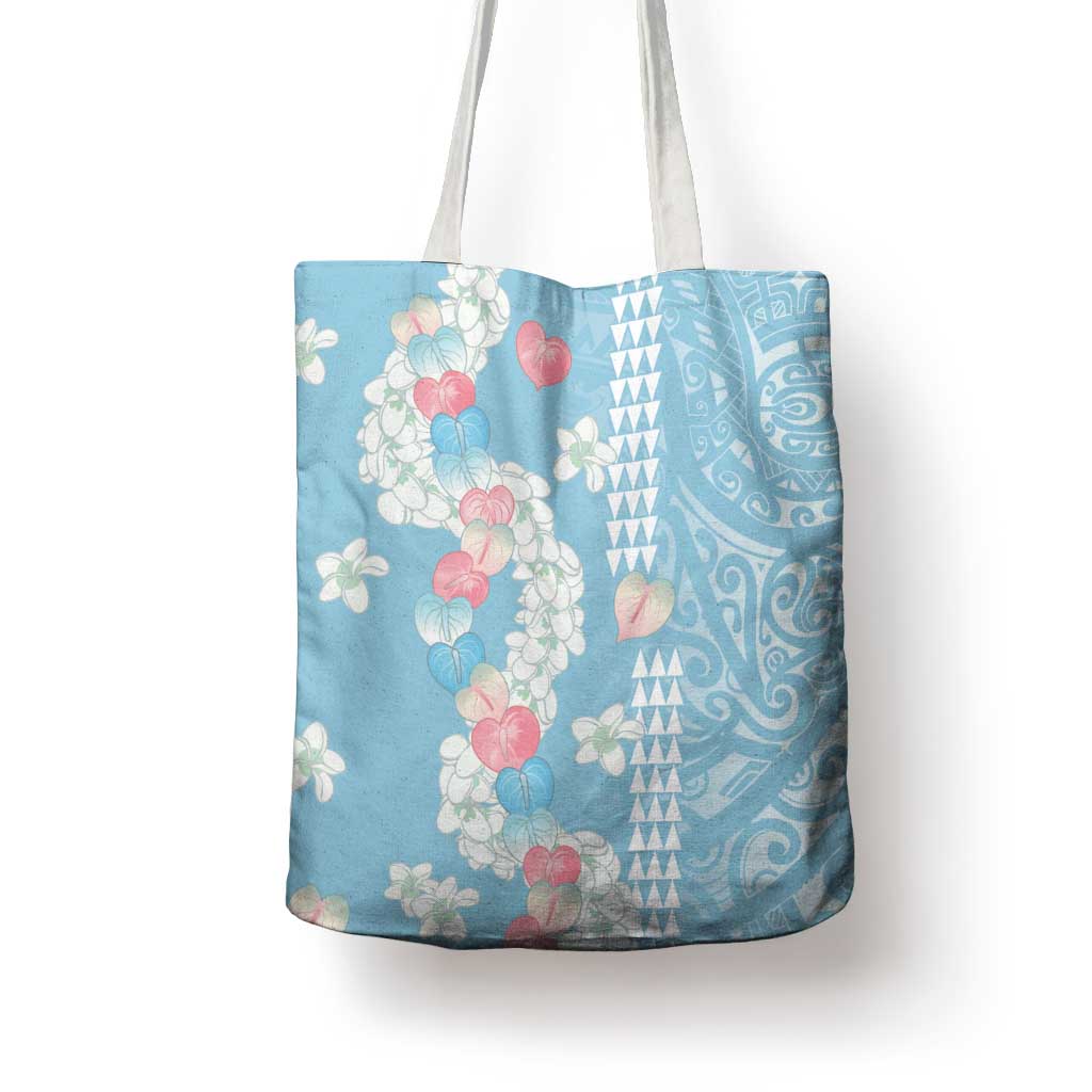 Blue Hawaii Anthurium Plumeria Lei Tote Bag