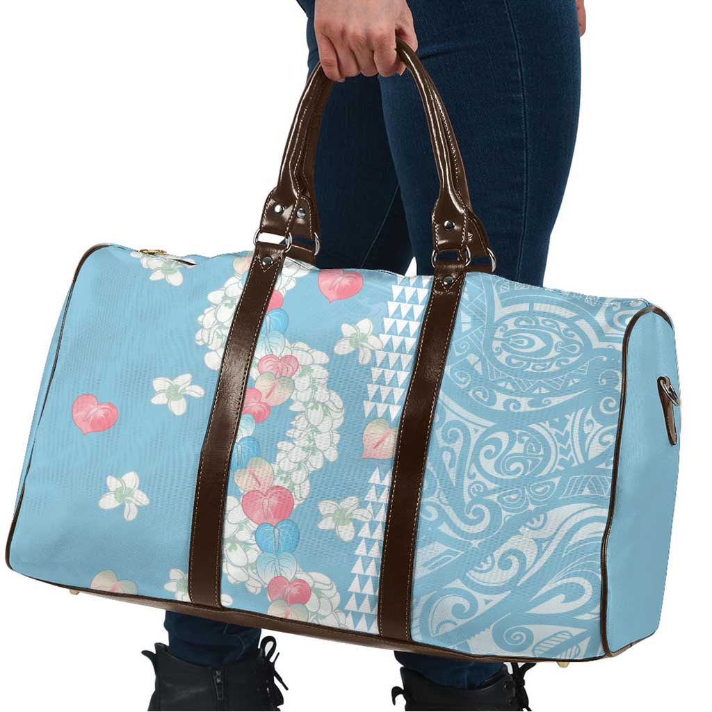 Blue Hawaii Anthurium Plumeria Lei Travel Bag