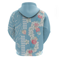 Blue Hawaii Anthurium Plumeria Lei Zip Hoodie LT9 - Polynesian Pride