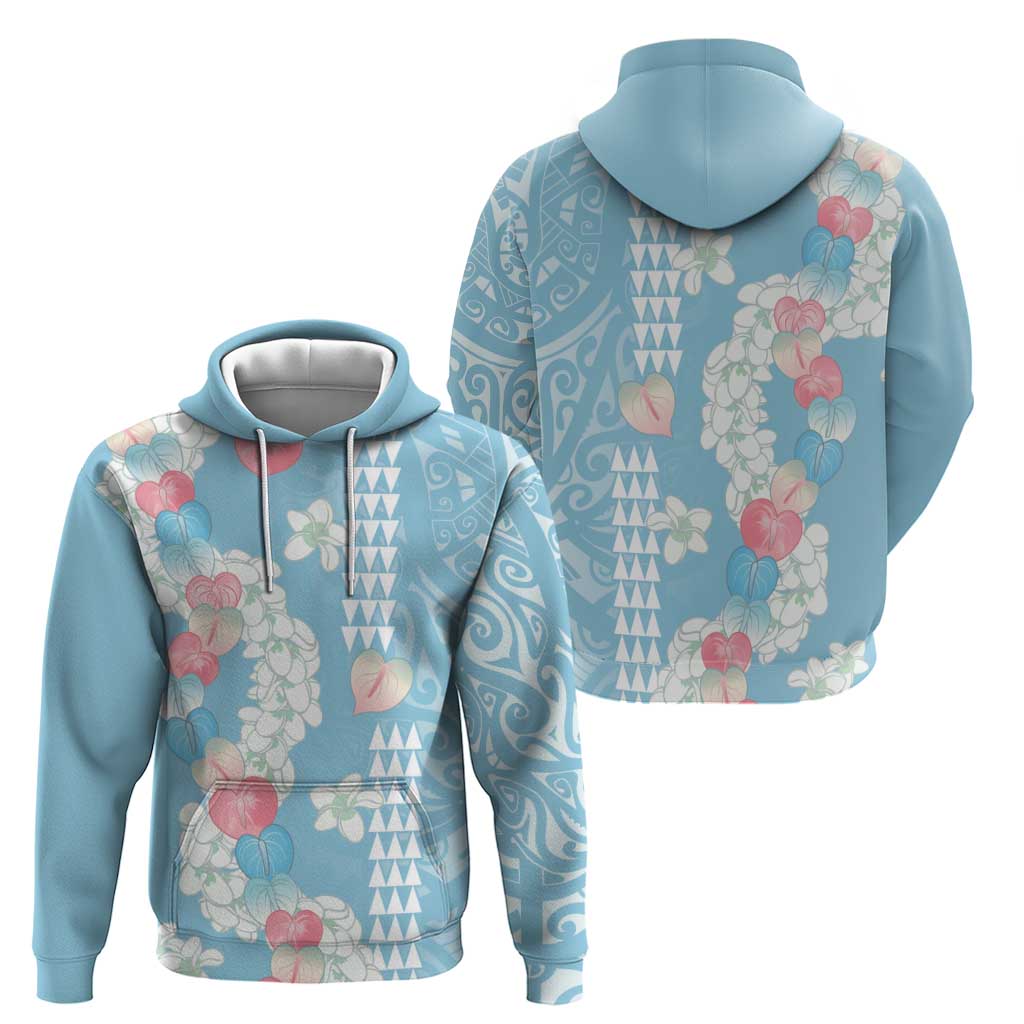 Blue Hawaii Anthurium Plumeria Lei Zip Hoodie LT9 - Polynesian Pride