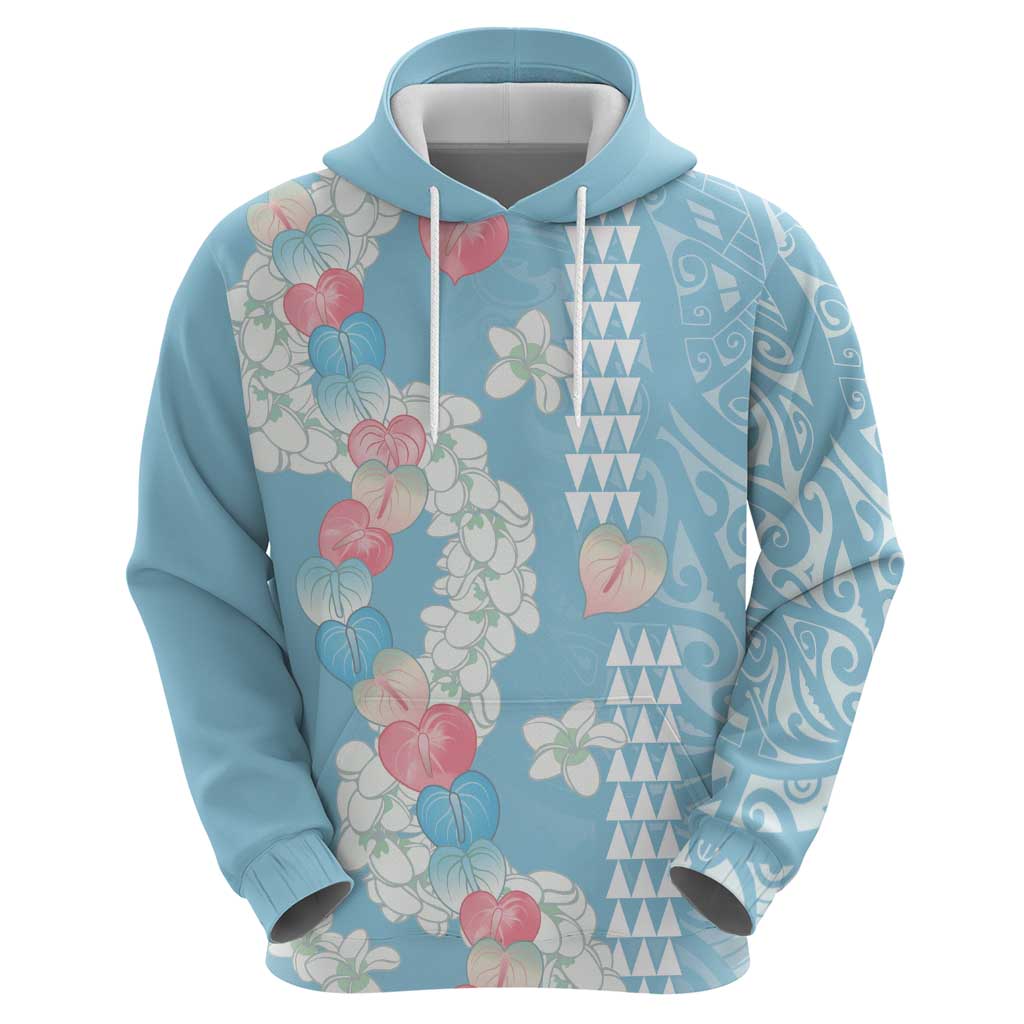 Blue Hawaii Anthurium Plumeria Lei Zip Hoodie LT9 - Polynesian Pride