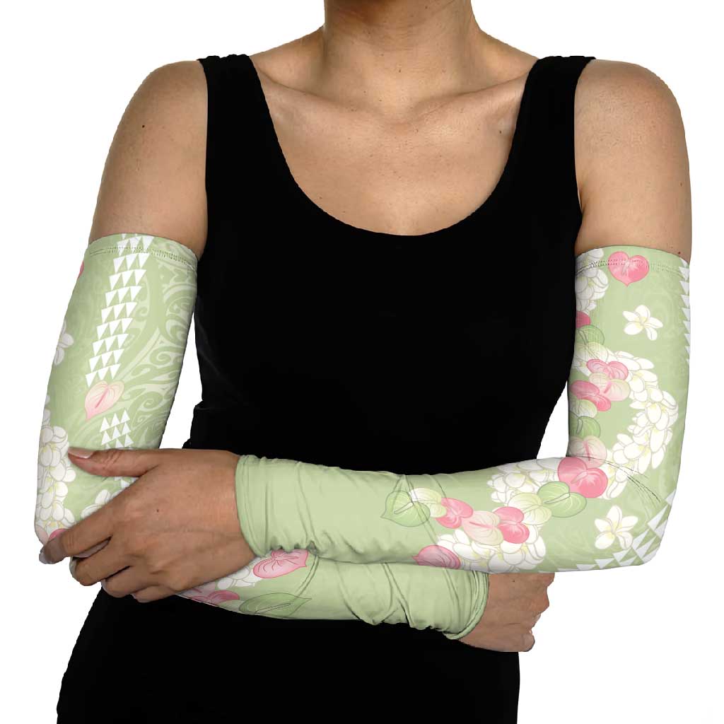 Leaf Green Hawaii Anthurium Plumeria Lei Arm Sleeves