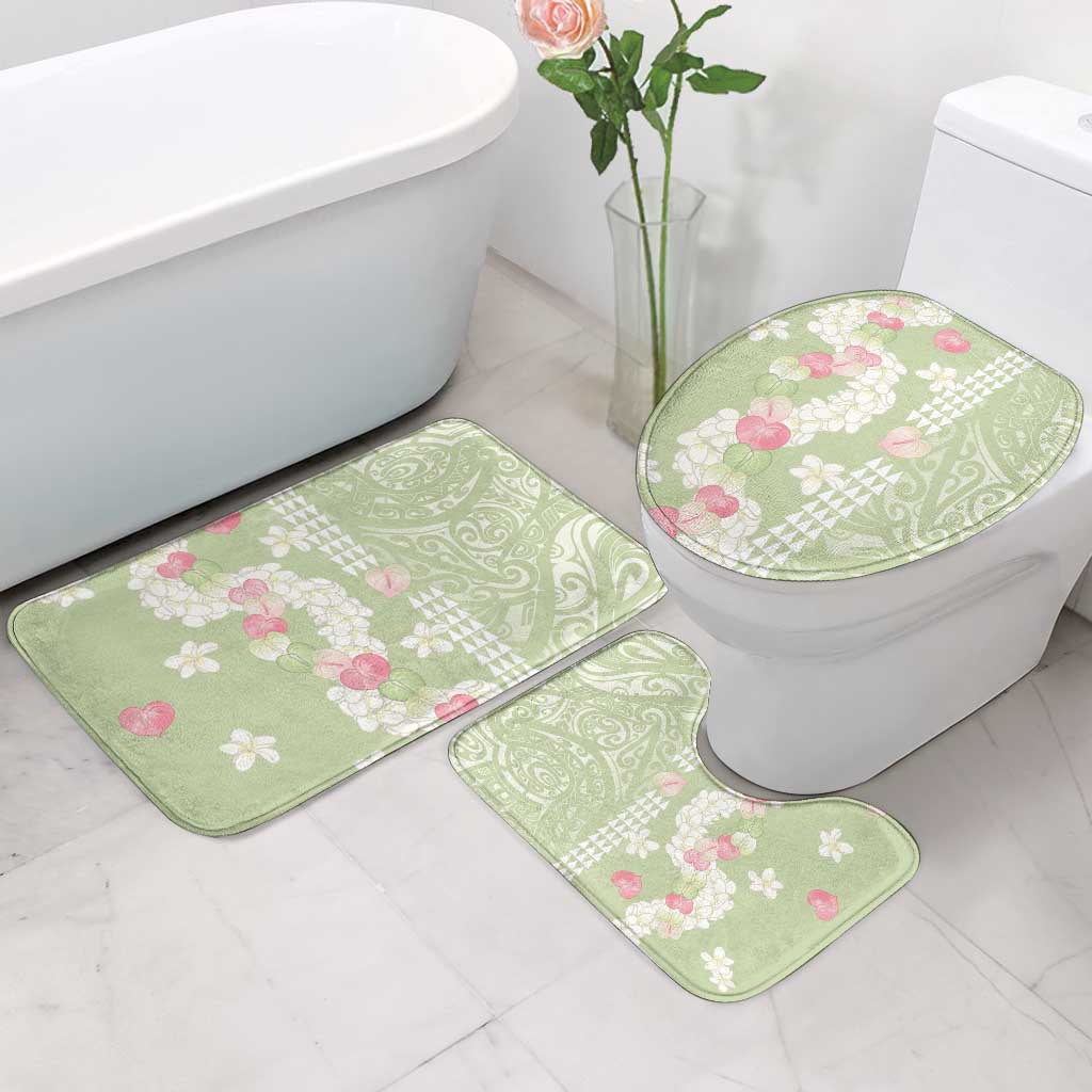 Leaf Green Hawaii Anthurium Plumeria Lei Bathroom Set
