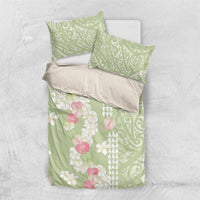 Leaf Green Hawaii Anthurium Plumeria Lei Bedding Set