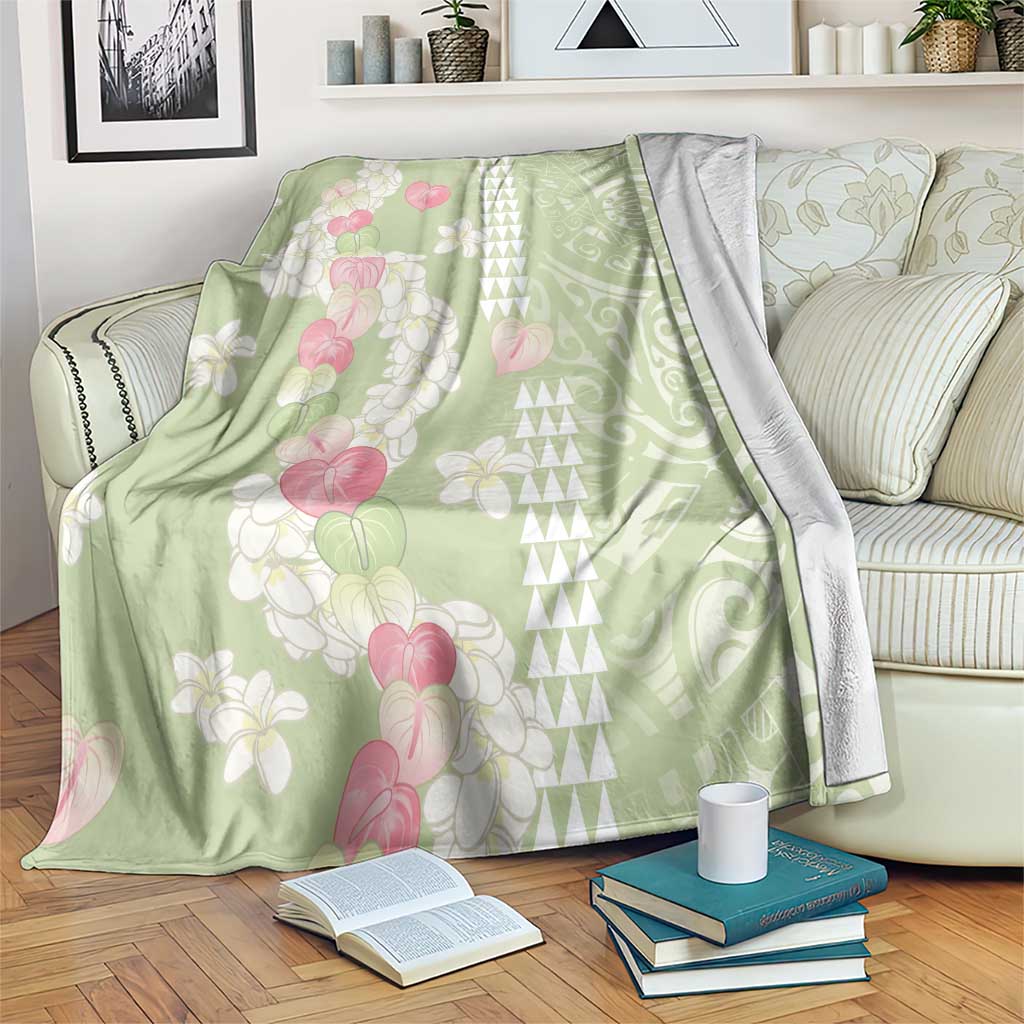 Leaf Green Hawaii Anthurium Plumeria Lei Blanket