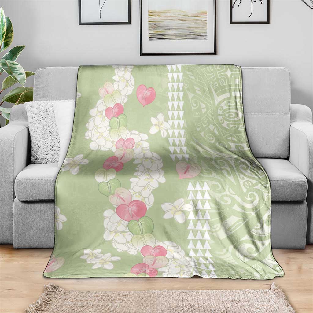 Leaf Green Hawaii Anthurium Plumeria Lei Blanket