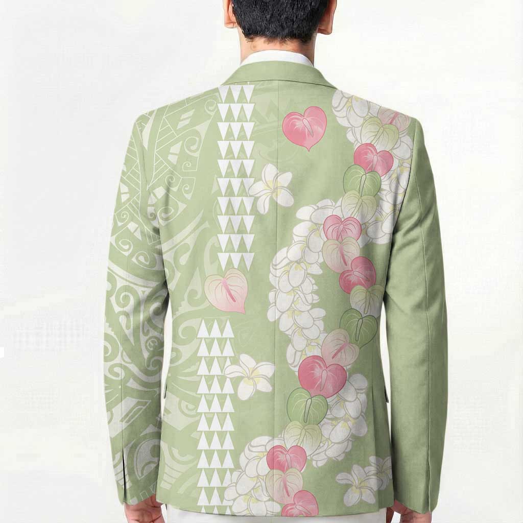 Leaf Green Hawaii Anthurium Plumeria Lei Blazer